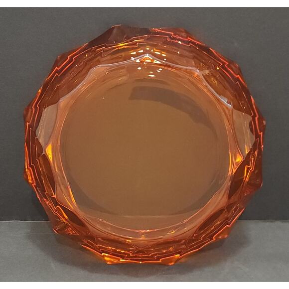 Viking Ashtray VTG Persimmon Orange Diamond Point 8 1/2" Heavy - Picture 3 of 10